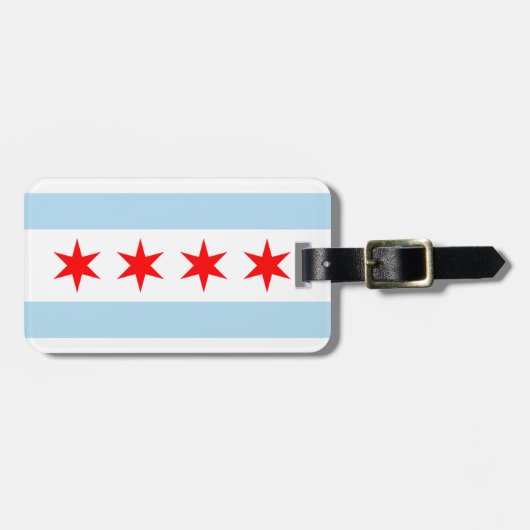 Flagge von Chicago-Gepäckanhänger mit Lederband Gepäckanhänger (Vorderseite horizontal)