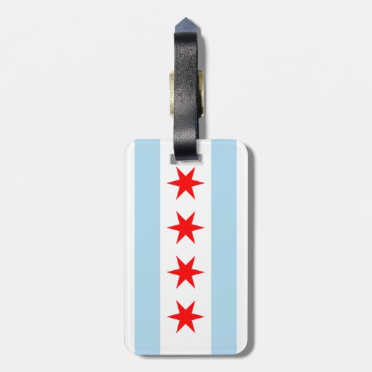 Flagge von Chicago-Gepäckanhänger mit Lederband Gepäckanhänger (Rückseite vertikal)