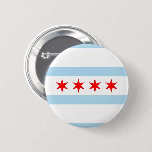 Flagge von Chicago, Illinois Button (Vorne & Hinten)