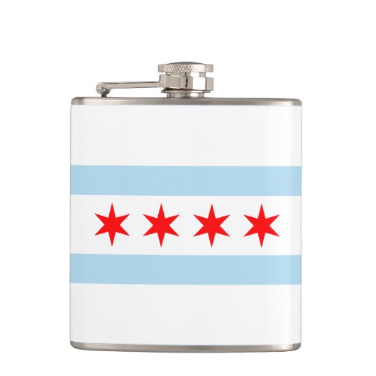 Flagge von Chicago, Illinois Hip Flask Flachmann (Vorderseite)