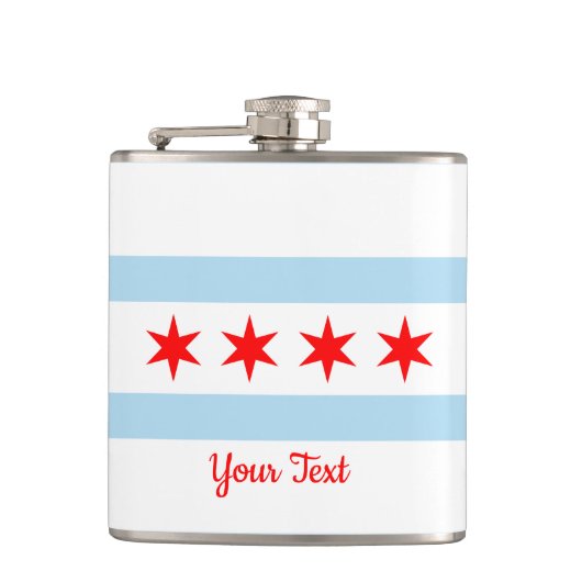 Flagge von Chicago, Illinois Hip Flask Flachmann (Vorderseite)