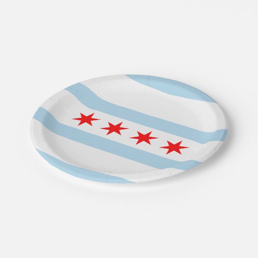 Flagge von Chicago, Illinois Pappteller (Schrägansicht)