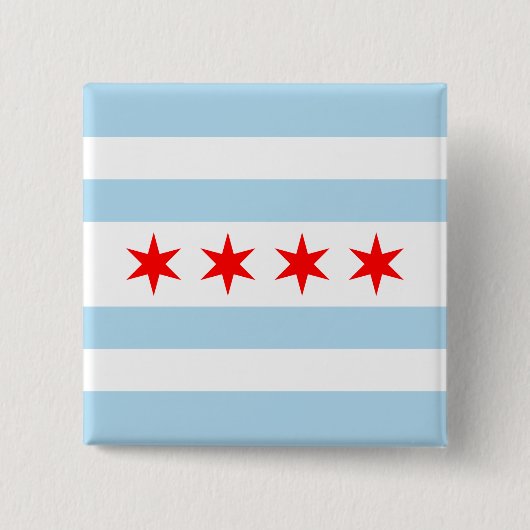 Flagge von Chicago, Illinois Pinback Button (Vorderseite)