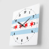 Flagge von Chicago, Illinois Quadratische Wanduhr (Winkel)