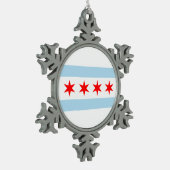 Flagge von Chicago, Illinois Schneeflocken Zinn-Ornament (Links)