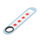 Flagge von Chicago, Illinois Speed Flaschenöffner (Vorderseite Schrägansicht)