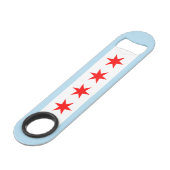 Flagge von Chicago, Illinois Speed Flaschenöffner (Rückseite Schrägansicht)