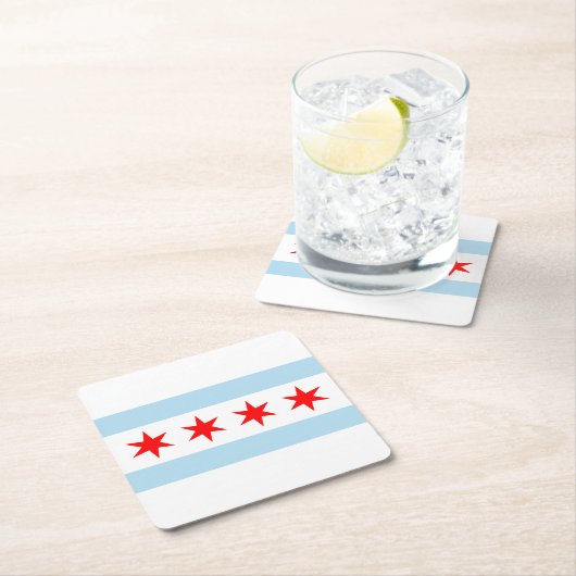 Flagge von Chicago, Illinois Square Paper Unterset Rechteckiger Pappuntersetzer (Vor Ort)