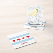 Flagge von Chicago, Illinois Square Paper Unterset Rechteckiger Pappuntersetzer (Vor Ort)