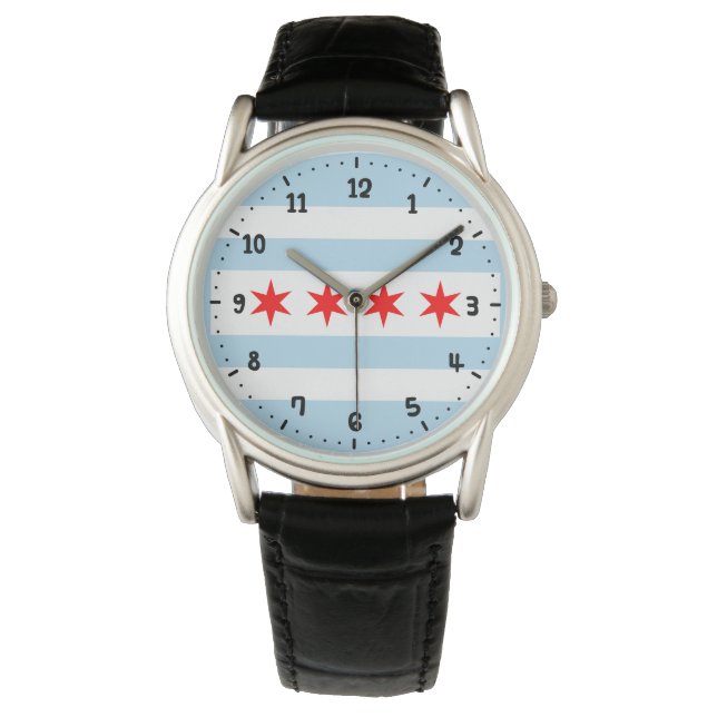 Flagge von Chicago, Illinois Watch Armbanduhr (Vorderseite)