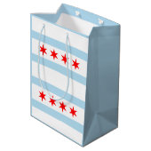 Flagge von Chicago Mittlere Geschenktüte (Rückseite Schrägansicht)