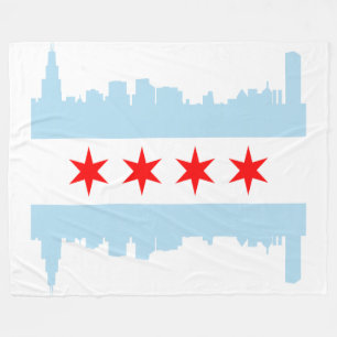 Flagge von Chicago-Skylinen Fleecedecke