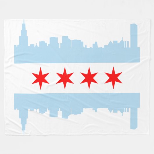 Flagge von Chicago-Skylinen Fleecedecke (Vorderseite (Horizontal))
