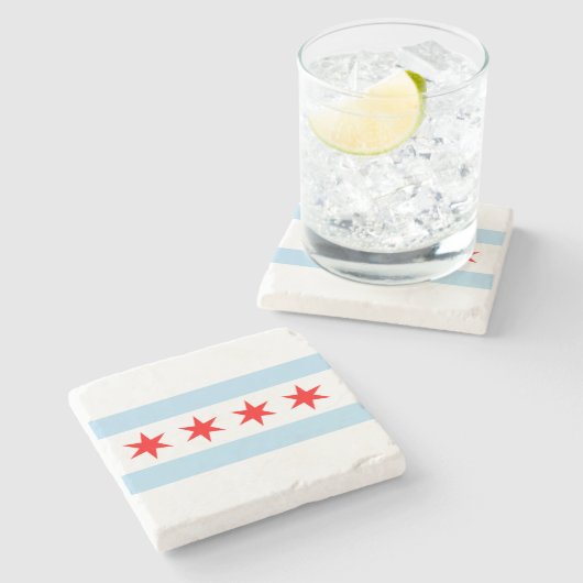 Flagge von Chicago Steinuntersetzer (Seitenansicht)