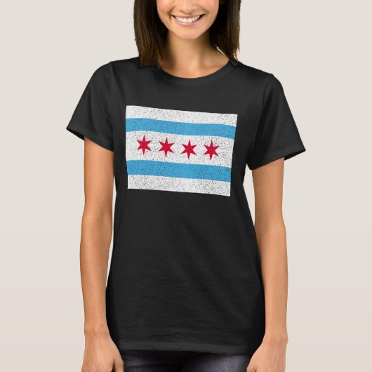 Flagge von Chicago T-Shirt (Vorderseite)