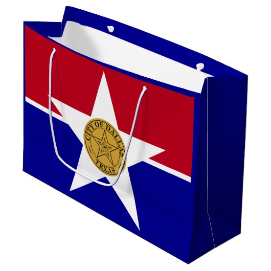Flagge von Dallas, Texas große Geschenktasche Große Geschenktüte (Vorderseite Schrägansicht)