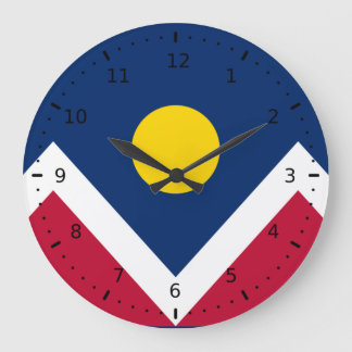 Flagge von Denver, Colorado Große Wanduhr