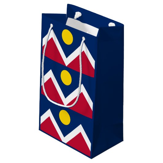 Flagge von Denver, Colorado Kleine Geschenktüte (Rückseite Schrägansicht)