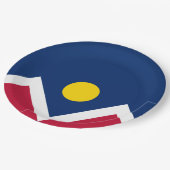 Flagge von Denver (Colorado, USA) Pappteller (Schrägansicht)