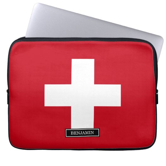 Flagge von der Schweiz Laptopschutzhülle (Vorderseite)