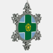 Flagge von Derbyshire Schneeflocken Zinn-Ornament (Links)