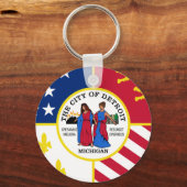 Flagge von Detroit, Michigan-Schlüsselanhänger Schlüsselanhänger (Vorderseite)