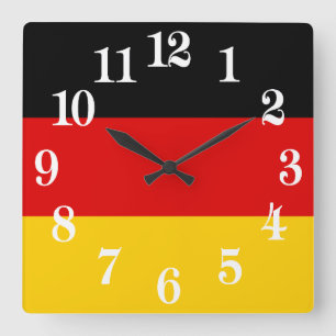 Flagge von Deutschland oder von Deutschland Quadratische Wanduhr