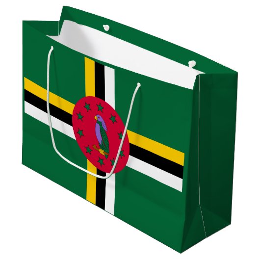 Flagge von Dominica Große Geschenktüte (Vorderseite Schrägansicht)