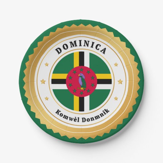 Flagge von Dominica Pappteller (Vorderseite)