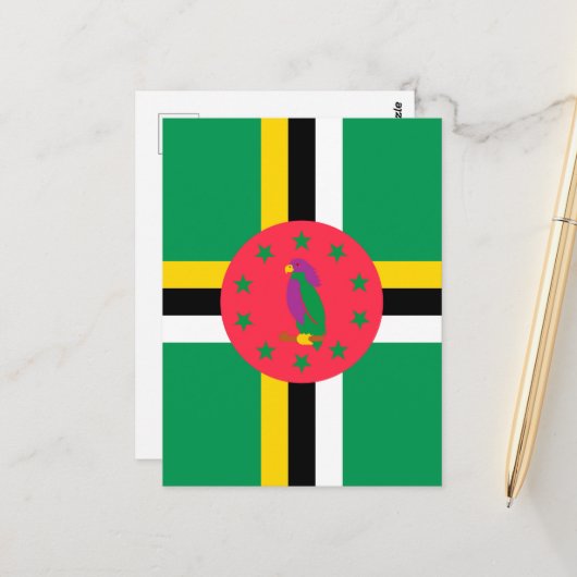Flagge von Dominica Postkarte (Vorderseite/Rückseite Beispiel)