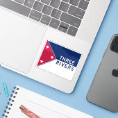 Flagge von drei Flüssen, Michigan Aufkleber (Laptop mit iPhone)