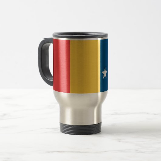 Flagge von Durham, North Carolina Reisebecher (Vorderseite Links)