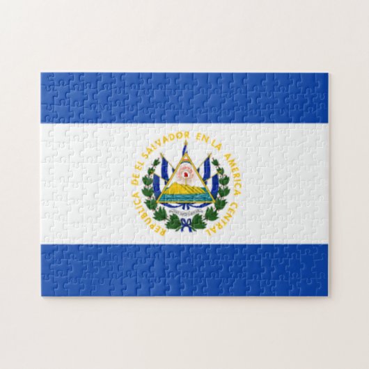 Flagge von El Salvador, nationales Wappen Puzzle (Horizontal)