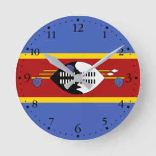 Flagge von Eswatini Runde Wanduhr