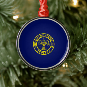 Flagge von Evansville (Indiana) Ornament Aus Metall