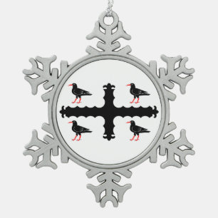 Flagge von Flintshire Schneeflocken Zinn-Ornament