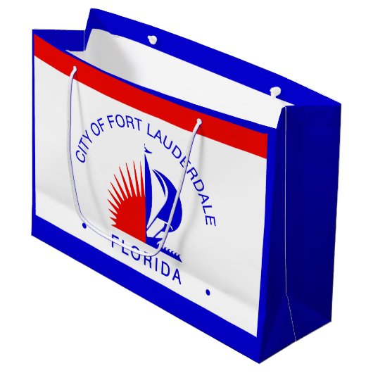 Flagge von Fort Lauderdale, Florida Große Geschenktüte (Vorderseite Schrägansicht)