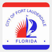 Flagge von Fort Lauderdale, Florida Quadratischer Aufkleber (Vorderseite)
