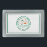 Flagge von Fort Pembroke Pines, Florida Rechteckige Gürtelschnalle<br><div class="desc">Gürtelschnalle mit Design mit der Fahne von Pembroke Pines,  Florida. Eine weiße Flagge mit einem grünen Siegel in der Stadt</div>