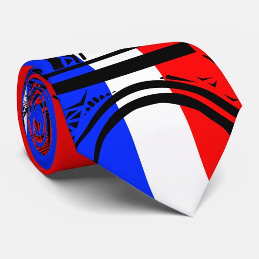 Flagge von Frankreich und von Eiffelturm Krawatte (Gerollt)