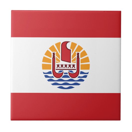 Flagge von Französisch-Polynesien Fliese (Vorderseite)