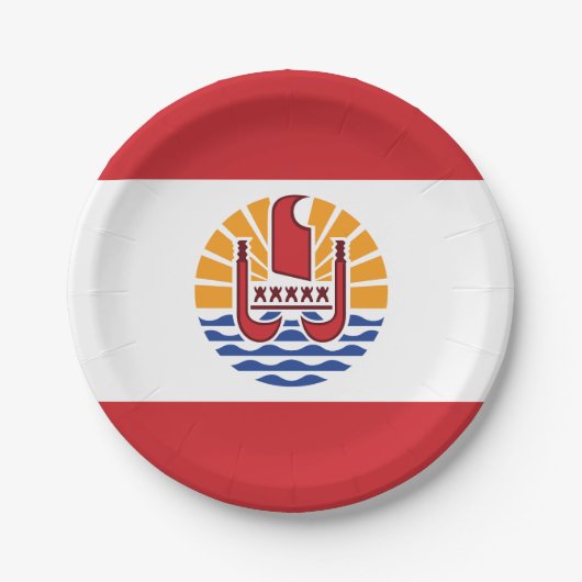 Flagge von Französisch-Polynesien Pappteller (Vorderseite)
