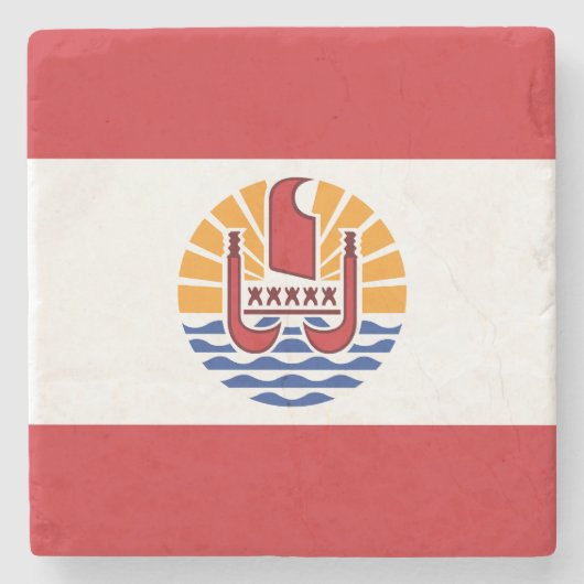 Flagge von Französisch-Polynesien Steinuntersetzer (Vorderseite)