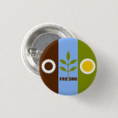Flagge von Fresno, Kalifornien Button (Vorne & Hinten)