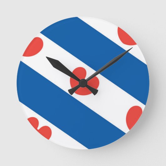 Flagge von Friesland Runde Wanduhr (Vorderseite)