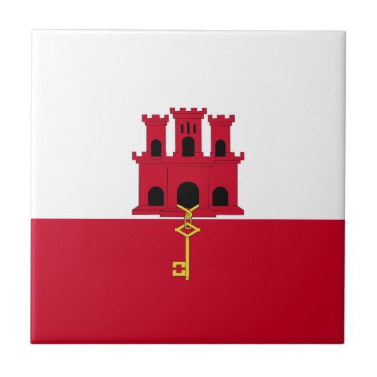 Flagge von Gibraltar Fliese (Vorderseite)
