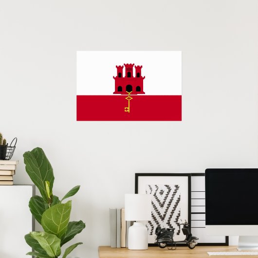 Flagge von Gibraltar Poster (Heimbüro)