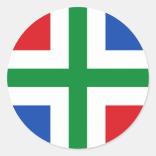 Flagge von Groningen (Provinz) Runder Aufkleber