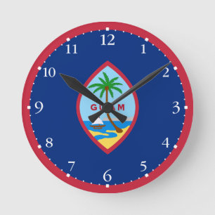 Flagge von Guam Runde Wanduhr