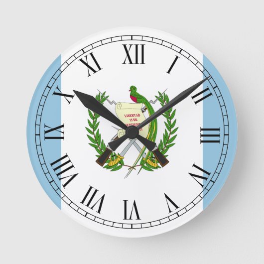 Flagge von Guatamala Runde Wanduhr (Vorderseite)
